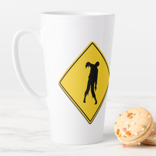 Zombie Warning Latte Mug (In Situ)