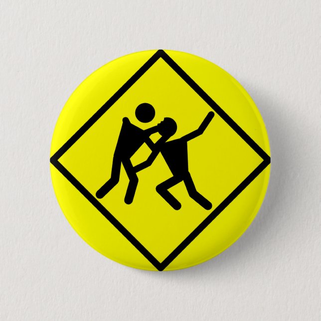 Zombie Warning Road Sign 2 Inch Round Button (Front)