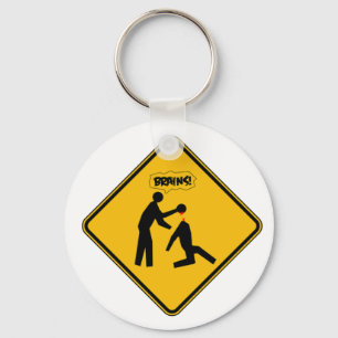 Zombie Warning Sign Keychain