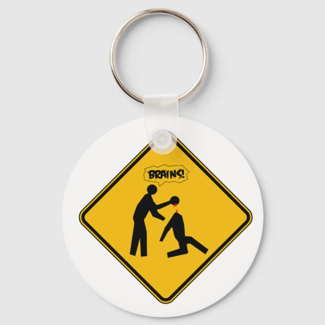 Zombie Warning Sign Keychain (Front)