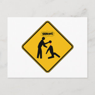 Zombie Warning Sign Postcard