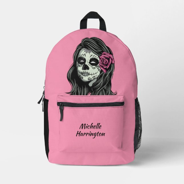 Zombie Woman custom name Printed Backpack (Front)