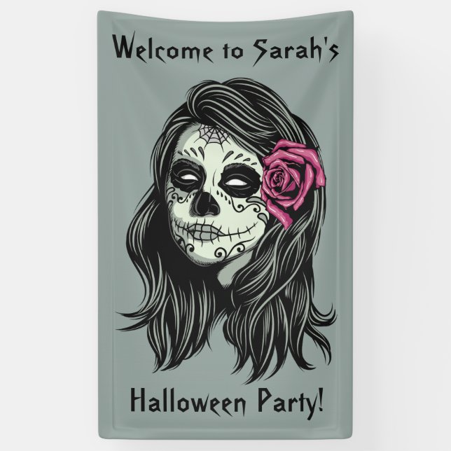 Zombie Woman custom text & colour banner (Vertical)