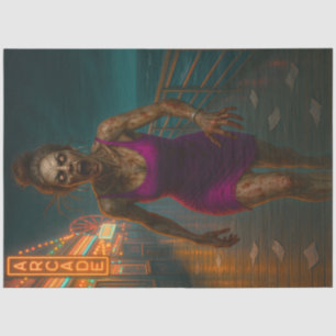 Zombie Woman on Arcade Boardwalk Gothic Halloween Tissue Paper