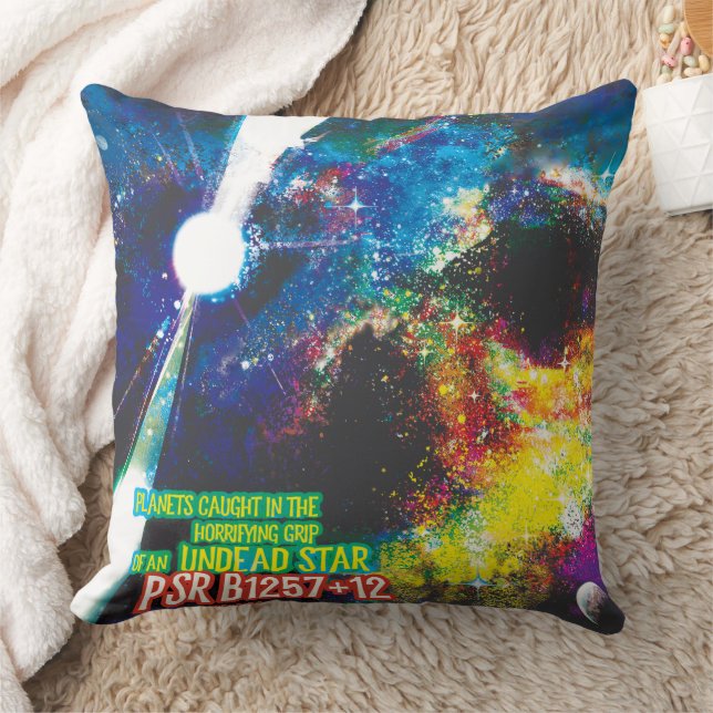 Zombie Worlds Halloween Galaxy of Horrors Throw Pillow (Blanket)