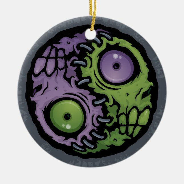 Zombie Yin-Yang Ceramic Ornament (Front)