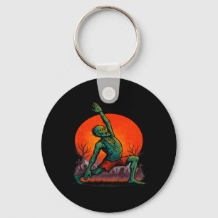 Zombie Yoga Undead Stretch Pose Spooky Moonlight H Keychain