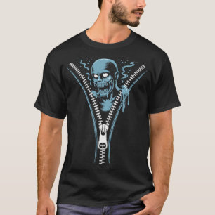 Zombie Zipper Illusion Undead Creature Graphic T-Shirt
