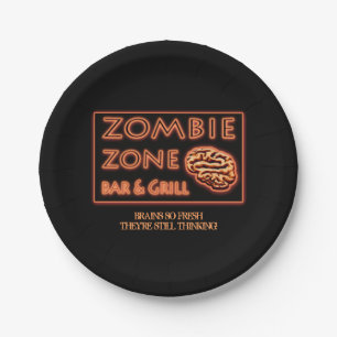 Zombie Zone Brains So Fresh They're Still Thinking Paper Plate