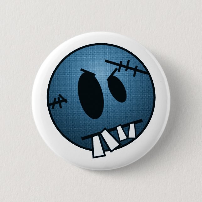 ZOMBIECON FACE - BLUE 2 INCH ROUND BUTTON (Front)