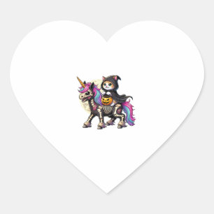 Zombiecorn Cat Halloween Grim Reaper Heart Sticker