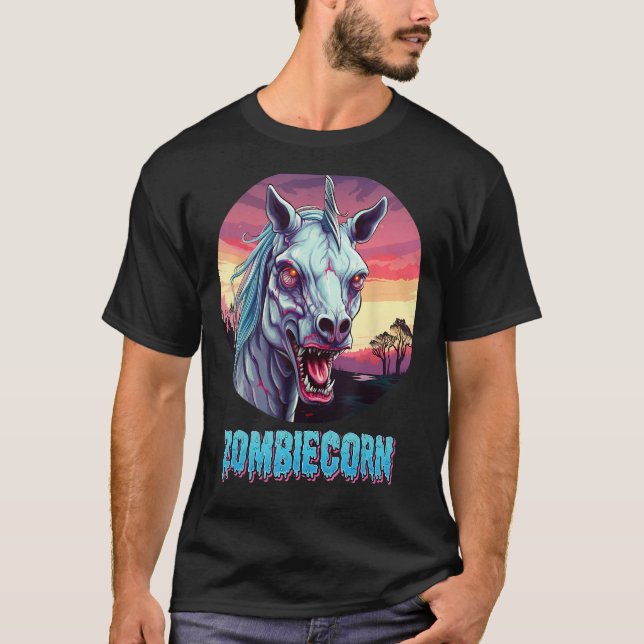 Zombiecorn Zombie Unicorn I Love Brainbows Punk Ha T-Shirt (Front)