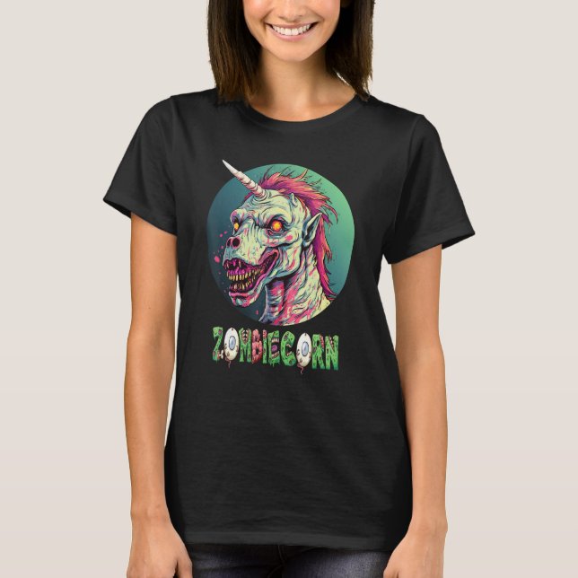 Zombiecorn Zombie Unicorn I Love Brainbows Punk Ha T-Shirt (Front)