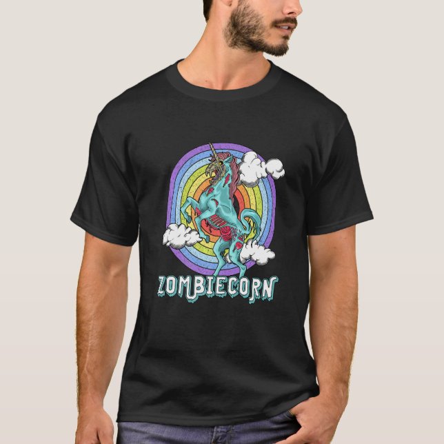 Zombiecorn Zombie Unicorn Rainbow Scary  Halloween T-Shirt (Front)