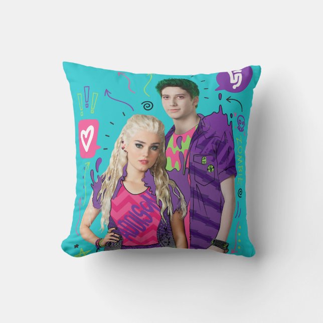 Zombies 2 | Zed and Addison Throw Pillow (Front)