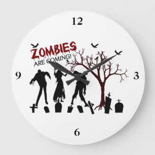 Zombies Are Coming Large Clock