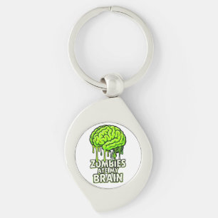Zombies Ate My Brain" Funny Halloween Keychain