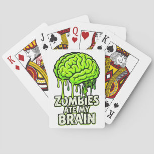 Zombies Ate My Brain" Funny Halloween Playing Cards