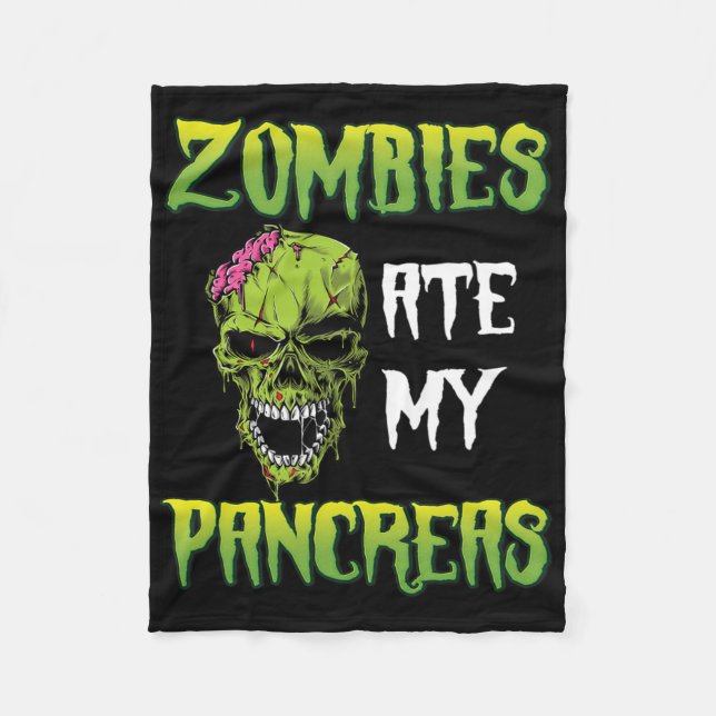 Zombies Ate My Pancreas Diabetes Awareness Hallowe Fleece Blanket (Front)