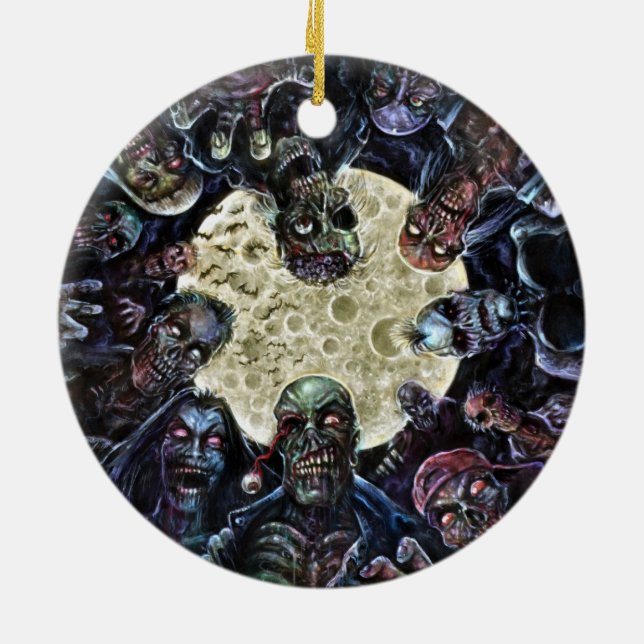 Zombies Attack (Zombie Horde) Ceramic Ornament (Back)