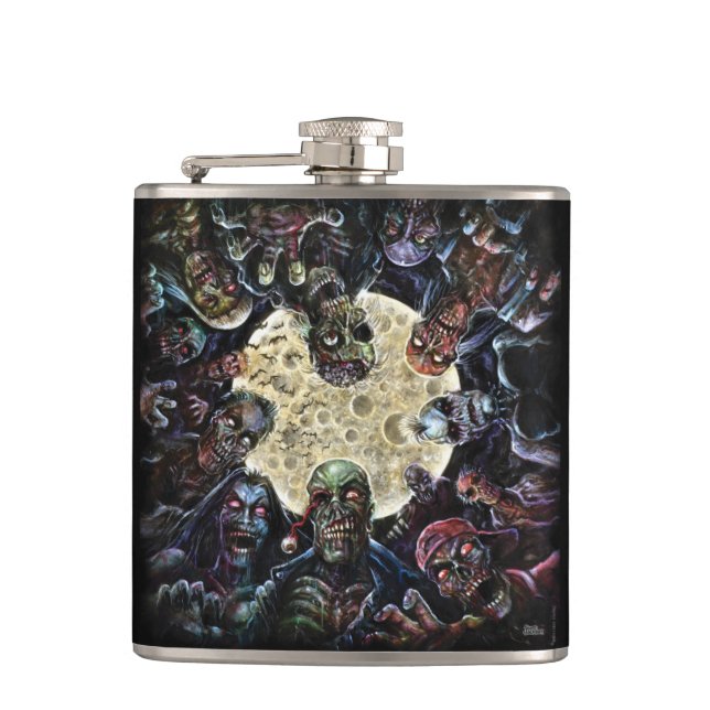 Zombies Attack (Zombie Horde) Hip Flask (Front)