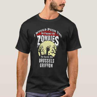 Zombies Brussels Griffon Spooky Halloween T-Shirt
