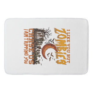 Zombies Chase Us Halloween Graveyard Crescent Moon Bath Mat