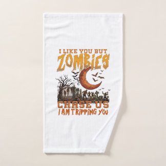 Zombies Chase Us Halloween Graveyard Crescent Moon Hand Towel