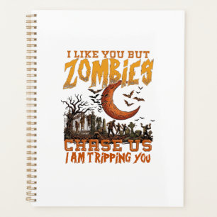 Zombies Chase Us Halloween Graveyard Crescent Moon Planner