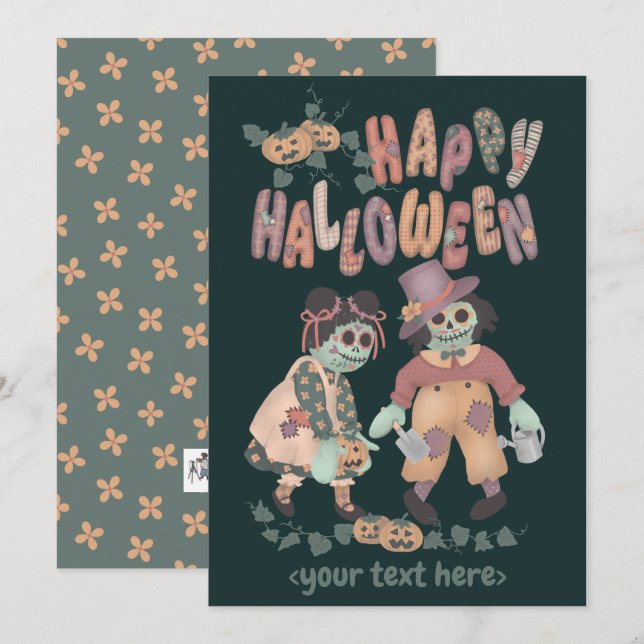 Zombies de poupée Halloween Rag (2) - Carte de voe (Devant / Derrière)