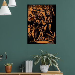 Zombies Dead Men Tenebrism Halloween Pumpkin Poster