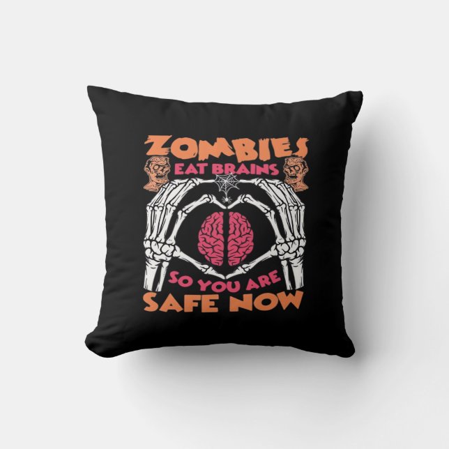 Zombies Eat Brains Classic Throw Pillow (Front)