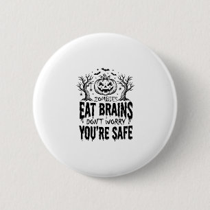 Zombies Eat Brains Funny Halloween Vector Design_1 2 Inch Round Button