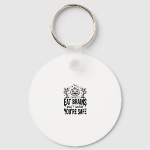 Zombies Eat Brains Funny Halloween Vector Design_1 Keychain