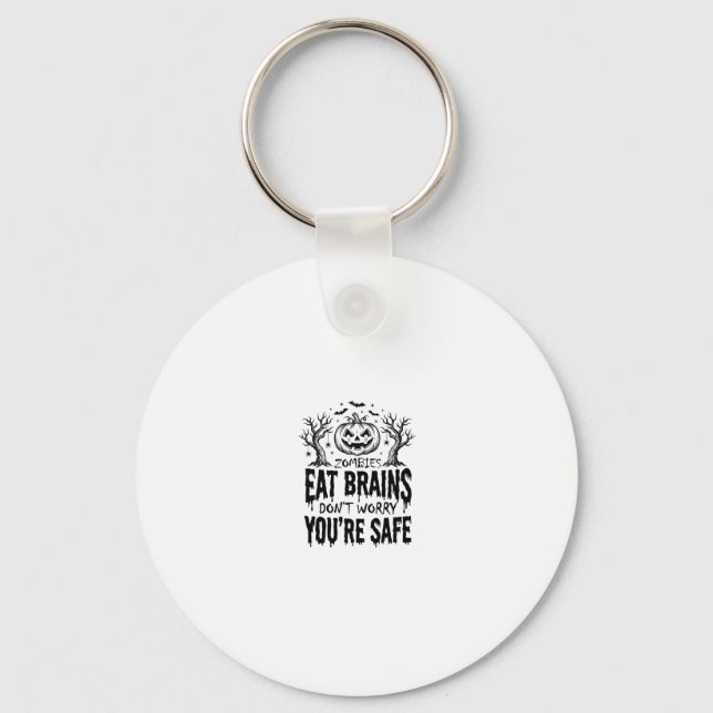 Zombies Eat Brains Funny Halloween Vector Design_1 Keychain (Front)