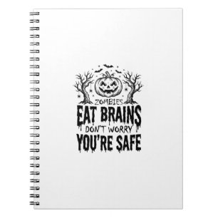 Zombies Eat Brains Funny Halloween Vector Design_1 Notebook