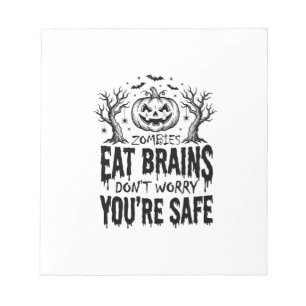Zombies Eat Brains Funny Halloween Vector Design_1 Notepad
