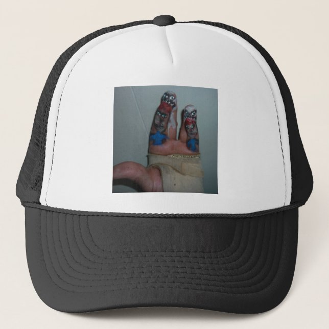Zombies Eating Brains Funny Zombie Fingers Painted Trucker Hat (Front)