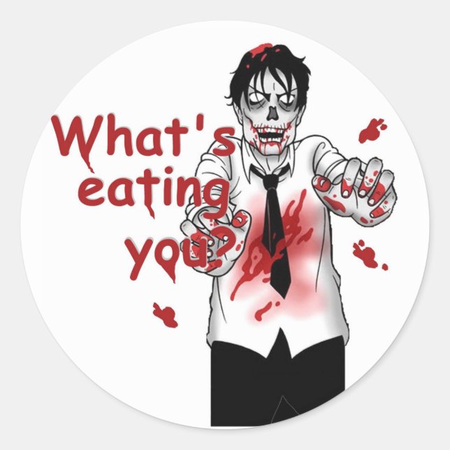 Zombies Eating Classic Round Sticker (Front)