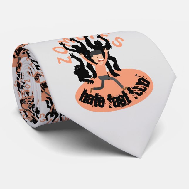 Zombies Hate Fast Food Tie (Rolled)