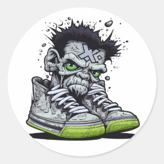 Zombie's illustration classic round sticker