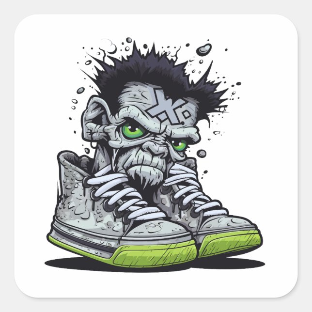 Zombie's illustration square sticker (Front)