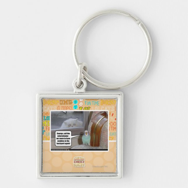 Zombies in the backyard keychain (Front)