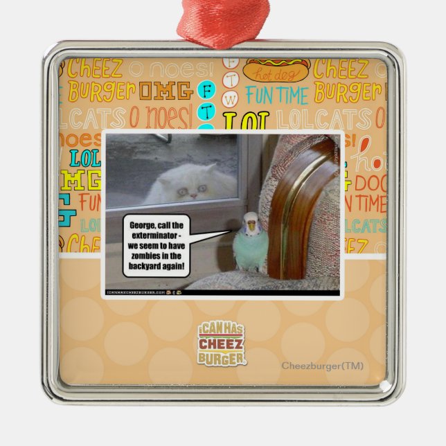 Zombies in the backyard metal ornament (Front)