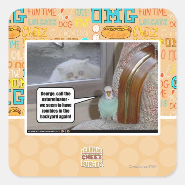 Zombies in the backyard square sticker (Front)