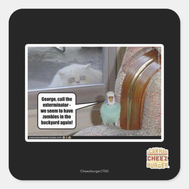 Zombies in the backyard square sticker (Front)