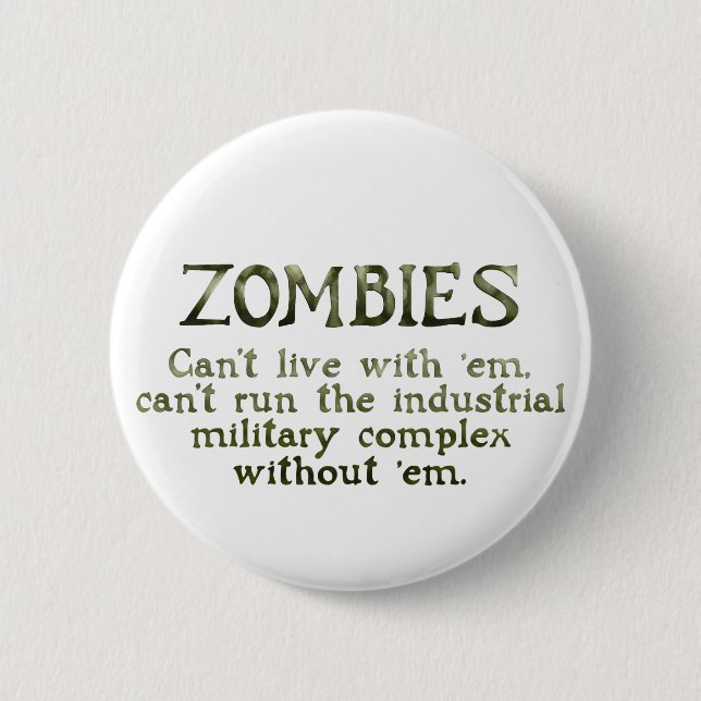 Zombies Industrial Military Complex 2 Inch Round Button (Front)