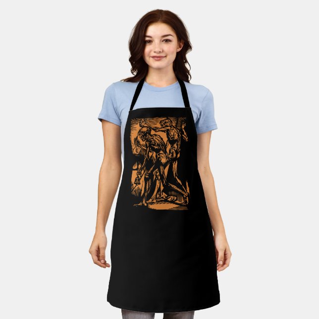 Zombies inside Halloween Jack-o'-Lantern Pumpkin Apron (Worn)
