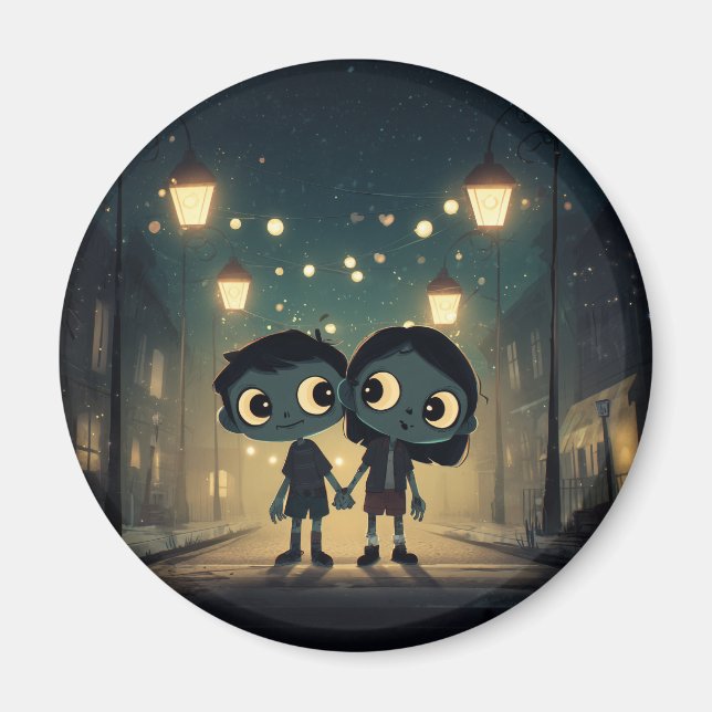 Zombies mignonnes et Éffrayantes en amour - Magnet (Devant)