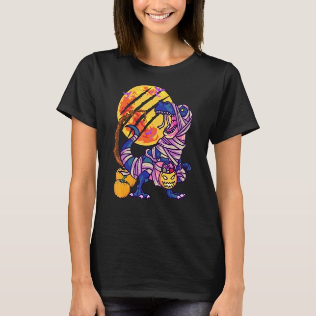 Zombiesaurus T Rex Dinosaur Halloween Bloody Zombi T-Shirt (Front)